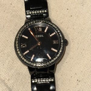 Fossil Watch black/gold WORKS!